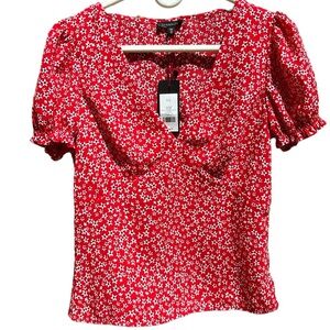 Dynamite Red Floral Blouse